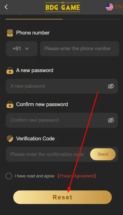 Click the Reset button.